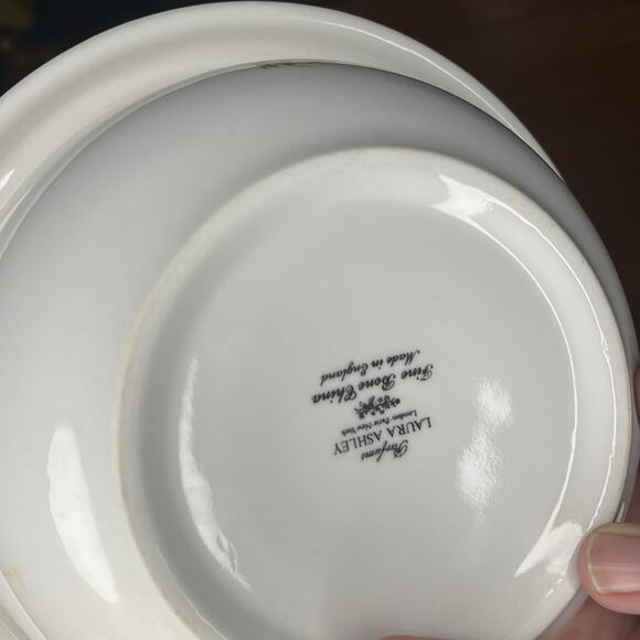 Laura Ashley Parfums Fine Bone China 3 Piece Bathroom Set Soap Dish Jar Floral - Picture 9 of 13